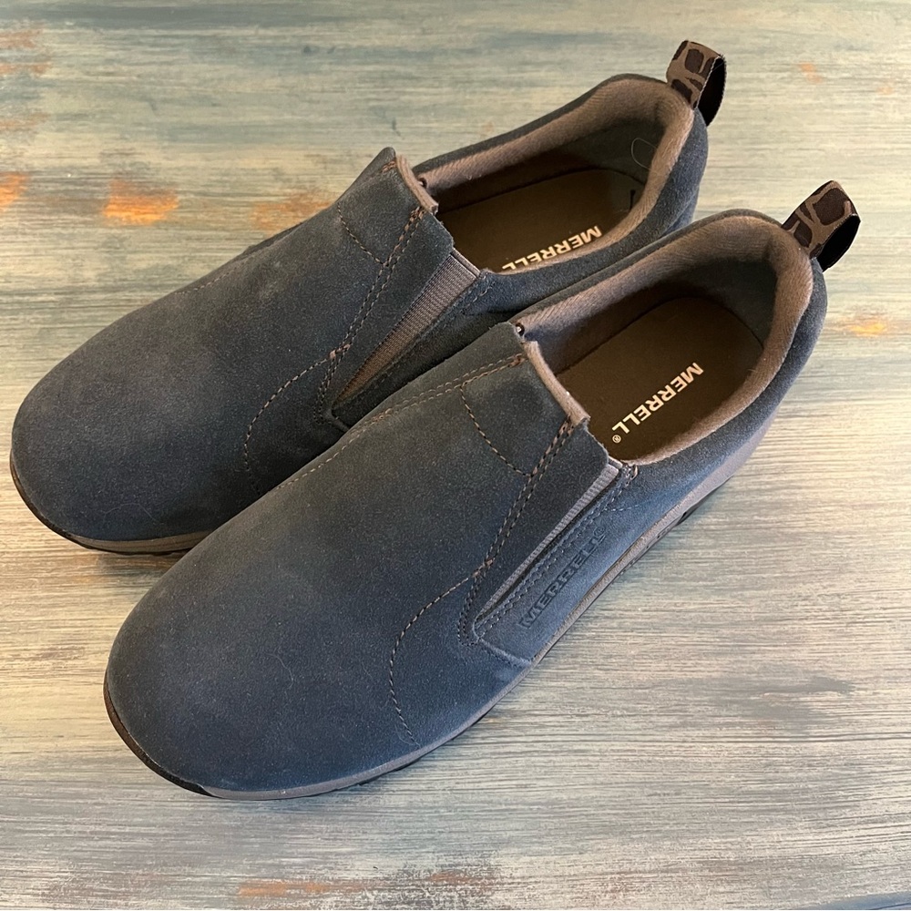Merrell blue suede jungle moc Slip-On with Elastic Goring